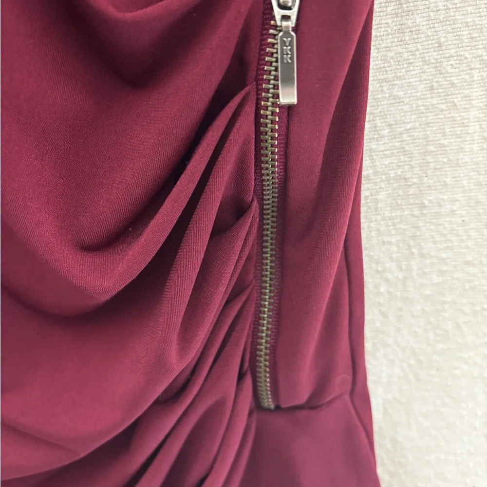 Deep Burgendy Zipper Accent Dressy T - Picture 2 of 5
